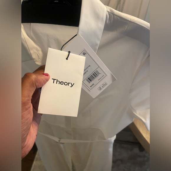 Theory white poplin dress with belt - Picture 2 of 8